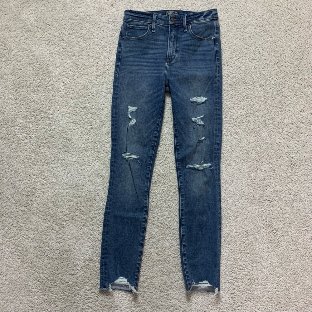 ABERCROMBIE & FITCH Simone HIGH RISE Waist ANKLE Raw Hem DISTRESSED Skinny JEANS